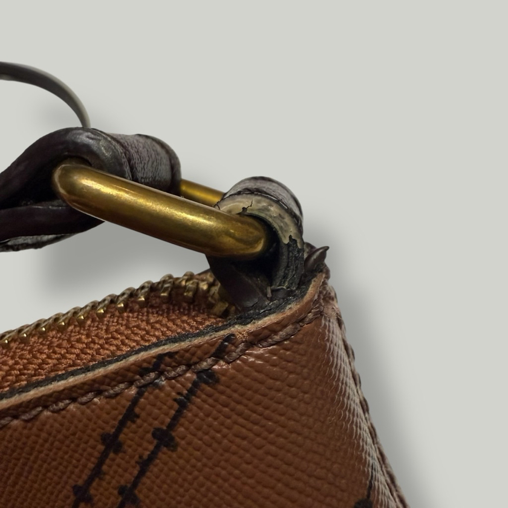 FOSSIL Crossbody Women Bag Brown Fiona Adjustable Strap Stripe Pattern Brass - Picture 10 of 16